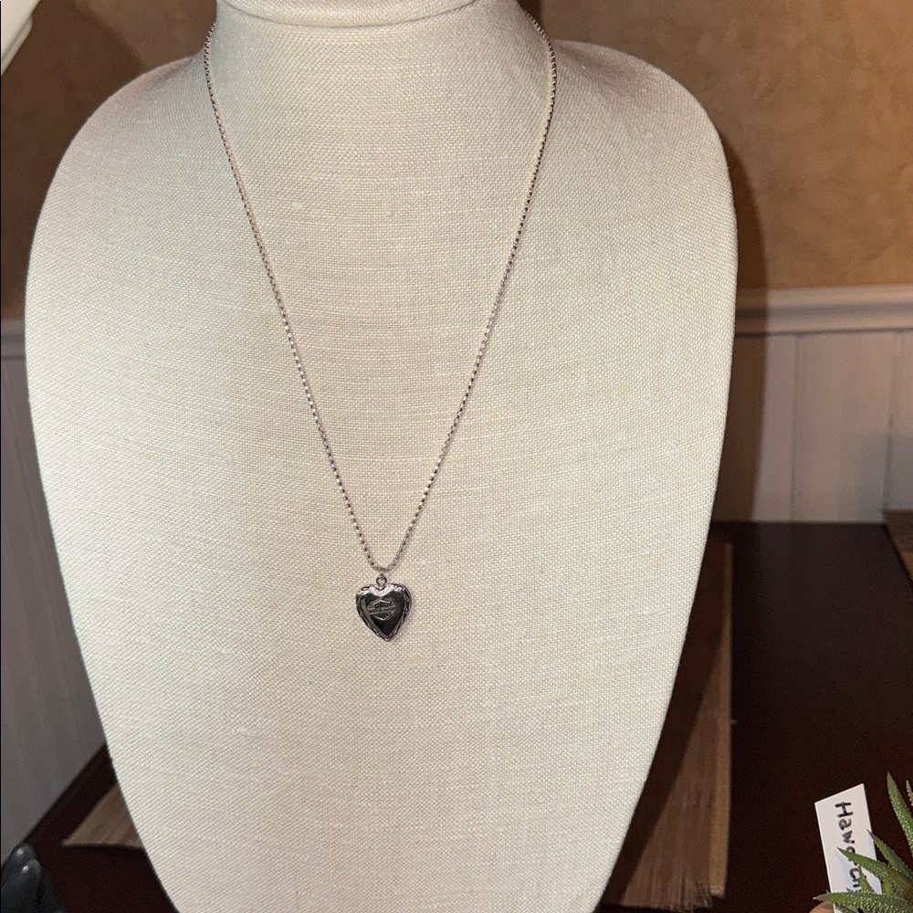 Sterling Silver Heart Pendant  Locket Necklace 925 Harley Davidson